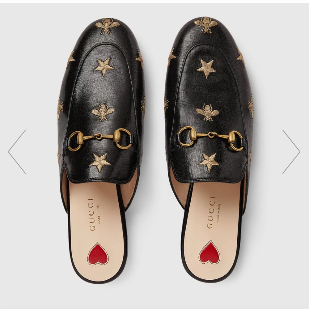 Gucci Princetown Embroidered Leather Slipper
